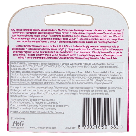 Gillette Venus Pro ComfortGlide Sugarberry Scented Lamette di ricambio per Rasoi Donna 3 Ricariche